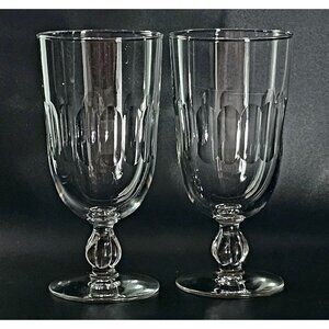 2 Libbey Cut Panels Ice Tea Glasses 7" goblets vtg minimalist cottagecore 1990s
